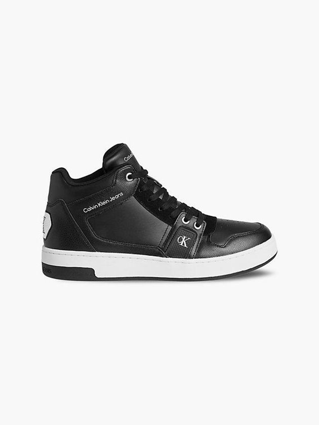 Calvin Klein USA Leather High-Top Mens Sneakers Black 4795608-KU